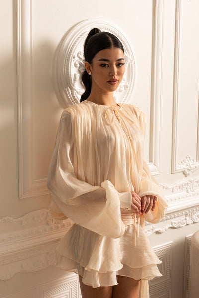 Draped Long Sleeved Dress