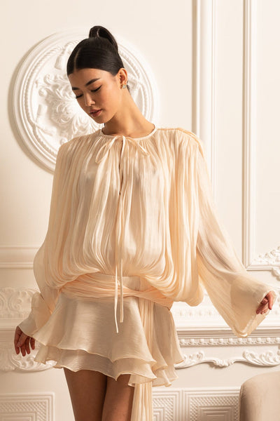 Draped Long Sleeved Dress