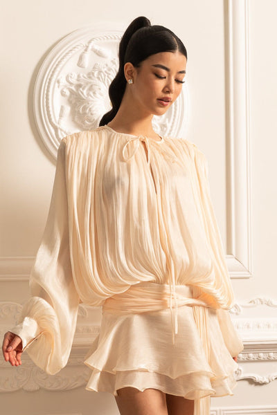 Draped Long Sleeved Dress