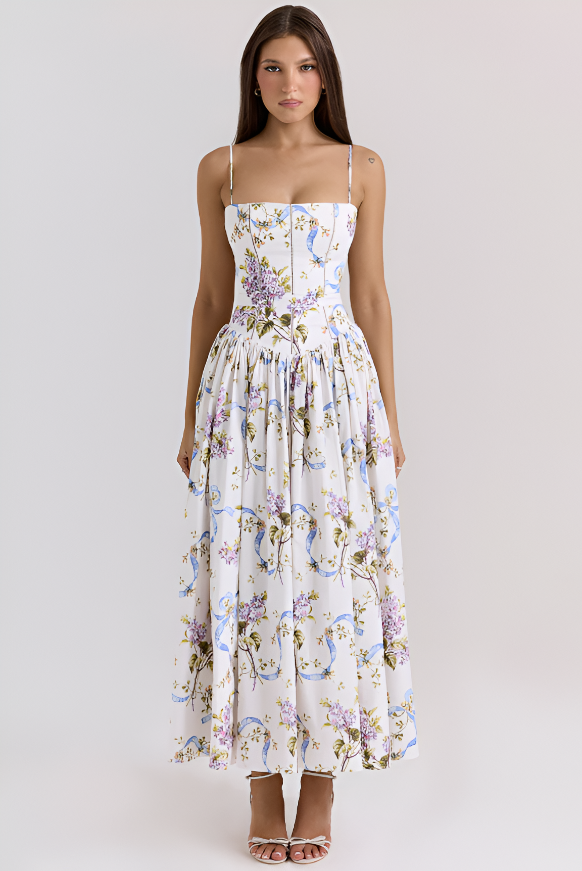 Vintage Ribbon Print Dress