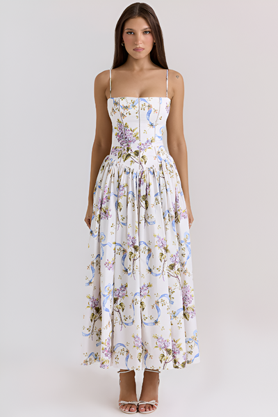 Vintage Ribbon Print Dress
