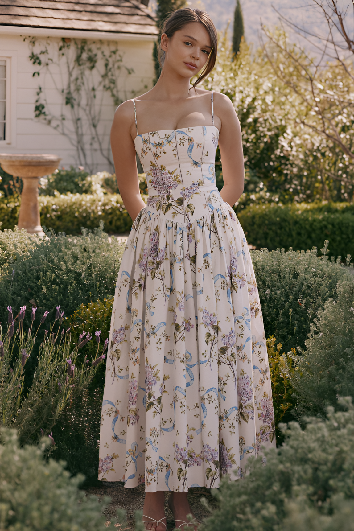 Vintage Ribbon Print Dress
