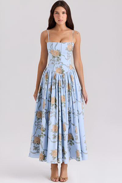 Blue Rose Maxi Dress