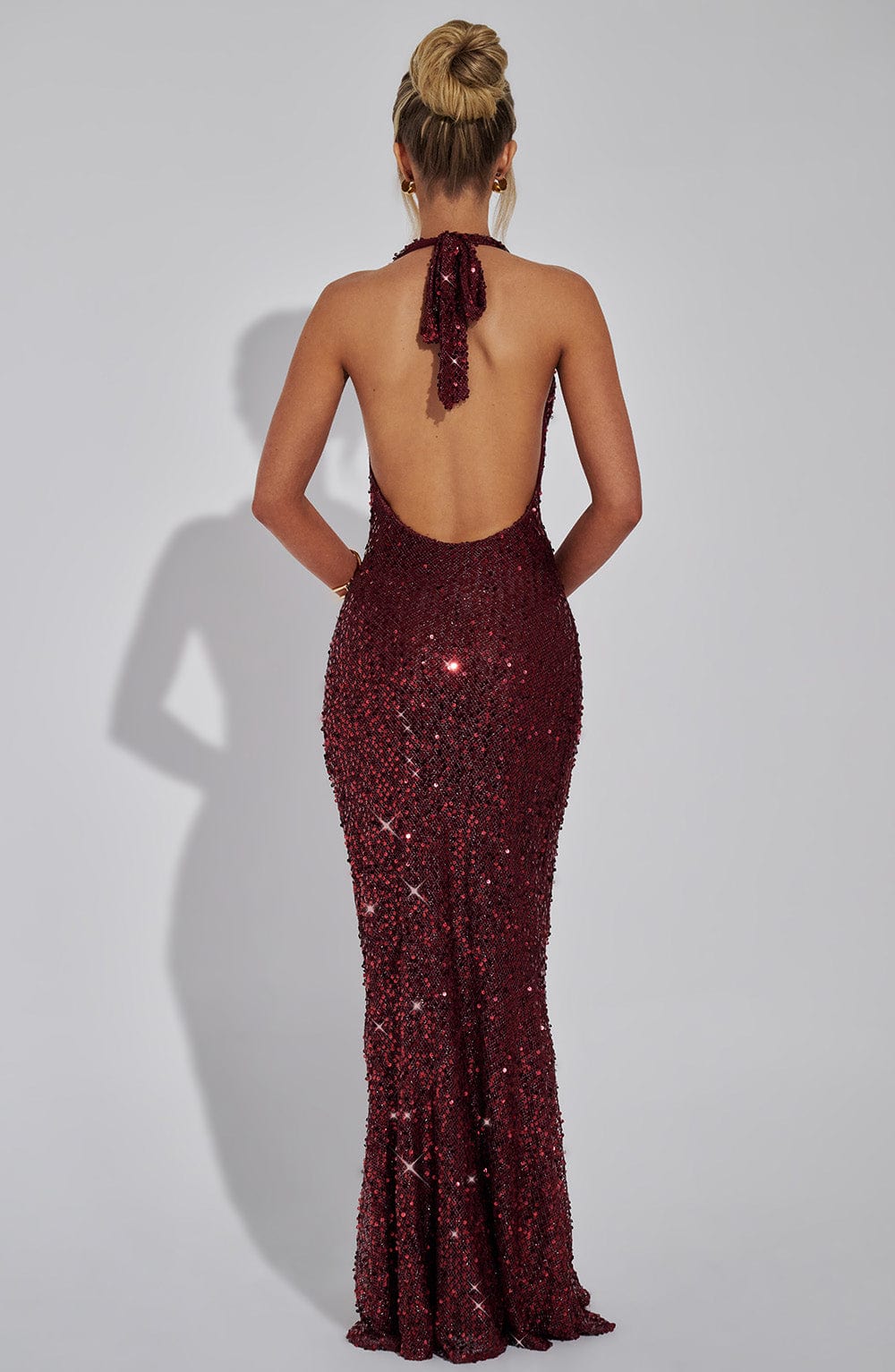 Victoria Maxi Dress - Wine Lined